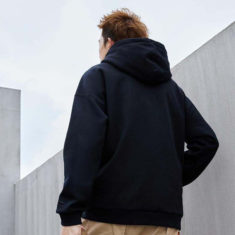 Li Ning Logo Sports Casual Hoodie Men Hoodies Black YWDT331-1