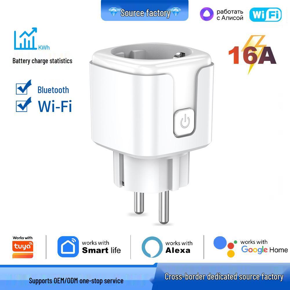 EU Standard Smart Tuya WiFi Socket with Timer, Alexa Remote Control & Metering