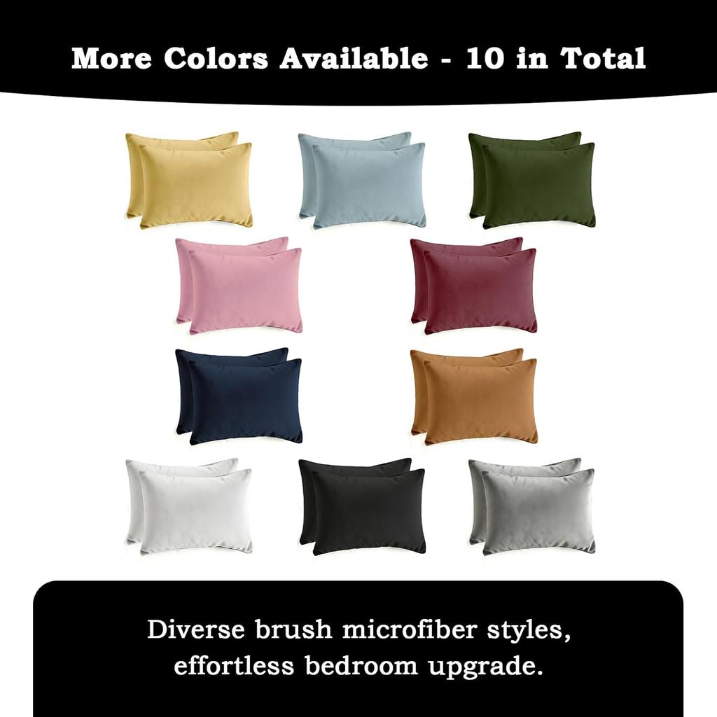 Q&J Fabric Co. Bedding Pillow Cases Standard Size Set of 2 – Soft Brushed Microfiber Pillow Cover, Wrinkle-Free, Fade-Resistant, Envelope Closure