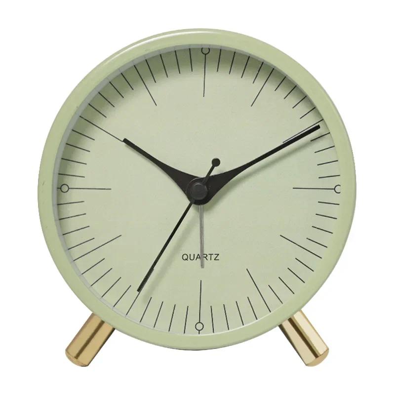 Round Creative Student Hands Desk Clock Metal Alarm Clock Bedroom Living Room Decoration Simple Silent Children's Clock