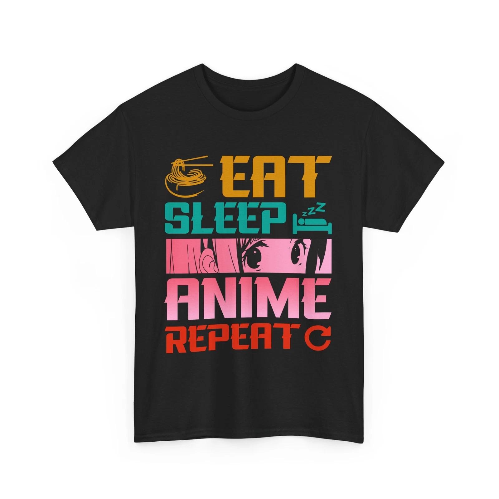 Eat Sleep Anime Repeat T-Shirt | Japanese Manga Graphic Shirt | Kawaii Wear 2XL