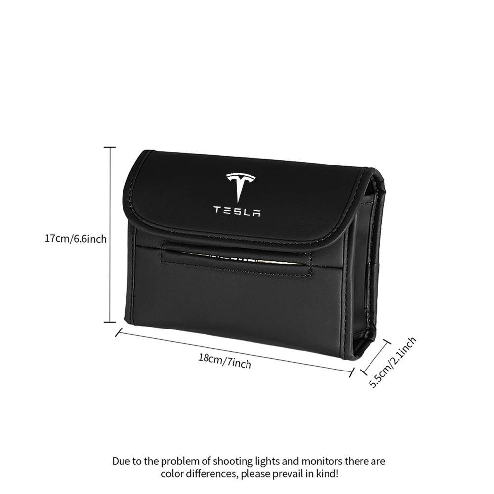 Car Sticker 2025 New Tesla Car Hanging Storage Sun Visor Seat Back Fixed Car Emblem Tissue Box For Tesla Model 3 Model S X Model
