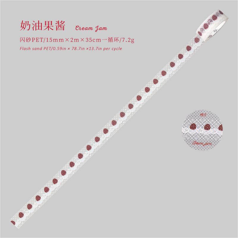 

2m/roll Handmade Lace Series Kawaii Ins Aesthetic Masking Tape DIY Handmade Scrapbook Materials Decor Journal Supplies Flash Sand PET
