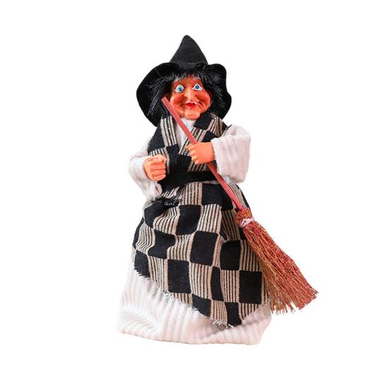 Halloween Witch Ornaments Spooky Witches Figures with Broomsticks Desktop Statue for Haunted House Party Decor