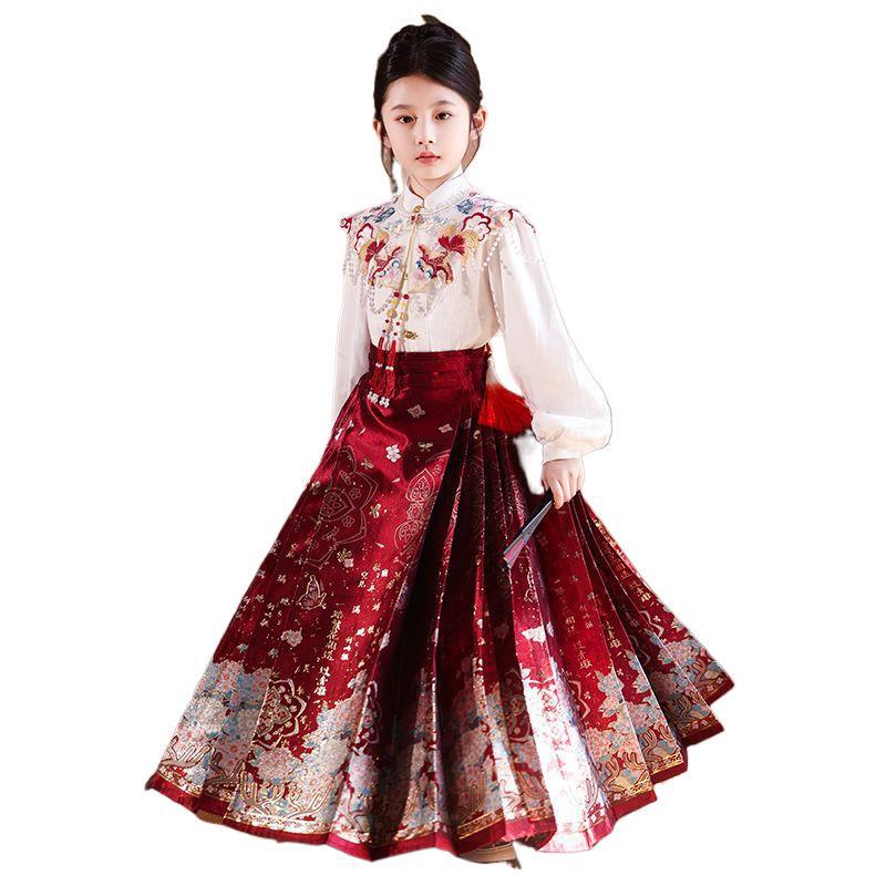 2025 Spring & Autumn Girls' Hanfu Skirt Set: Chinese Tang Style