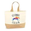 Jute Tote Bag - PLANETEE - "Horse Racing Is Life" - Multicolored - Sturdy Handles - Made In France