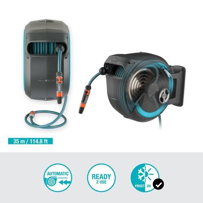 GARDENA RollUp XL automatischer Wandspender – Länge 35 m – Ø13 mm – Komplettset – 5 Jahre Garantie