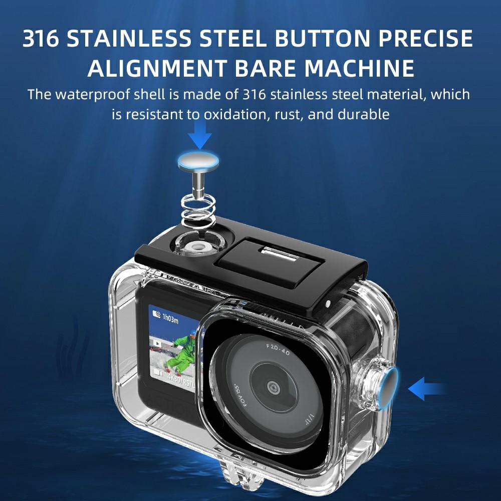 For DJI Osmo Action 6 60m Depth Camera Waterproof Case Transparent PC + Tempered Glass Anti Fog Underwater Housing