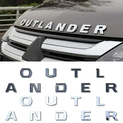Para 13-19 Outlander Letras Insignia Capó Emblema Capó Delantero Pegatinas 3D ABS Cromado Negro Accesorios de Estilo para Coche