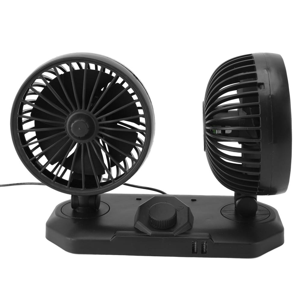 Dual Head Car Cooler Fan Powerful Cooling Ultra Silent USB Fan 360 Degree Rotation Air Circulation Fan for Car 12v