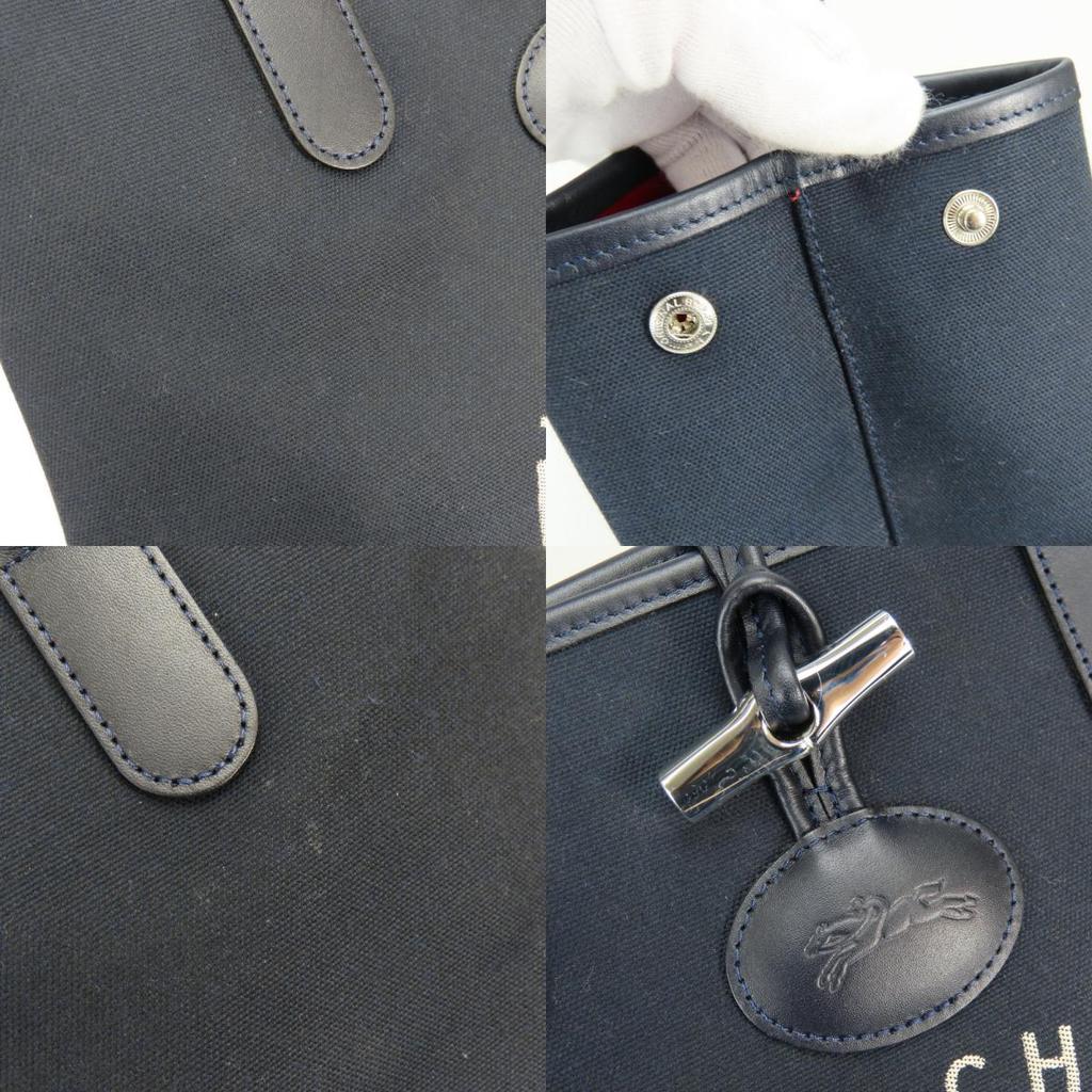Used Longchamp Handbag Rozo canvas/leather Navy