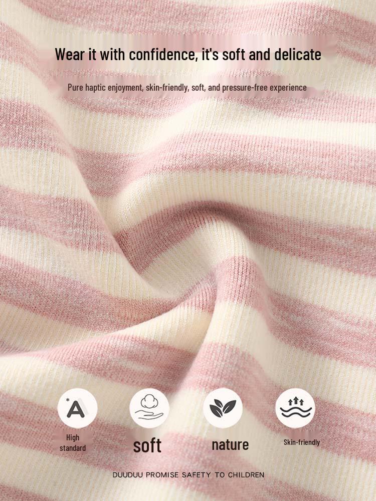 DUUDUU Striped Long Sleeve T-Shirt for Baby Boys & Girls - 2025 Korean Style Base Layer