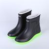 Fashion Rain Boots Waterproof Shoes Men's Tide Medium and Short Boots Wear Fleece Warm Non-slip Rain Shoes Women's Fishing Shoes Glue Shoes