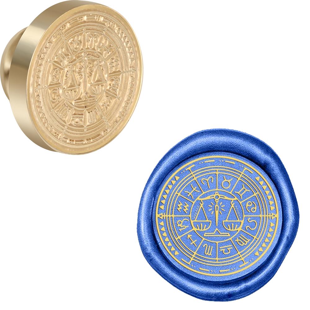 Viking Rune Vegvisir Wax Seal Stamp Compass, Scales Pattern Retro Sealing Wax Stamp 25mm Removable Brass Head for Envelope Card