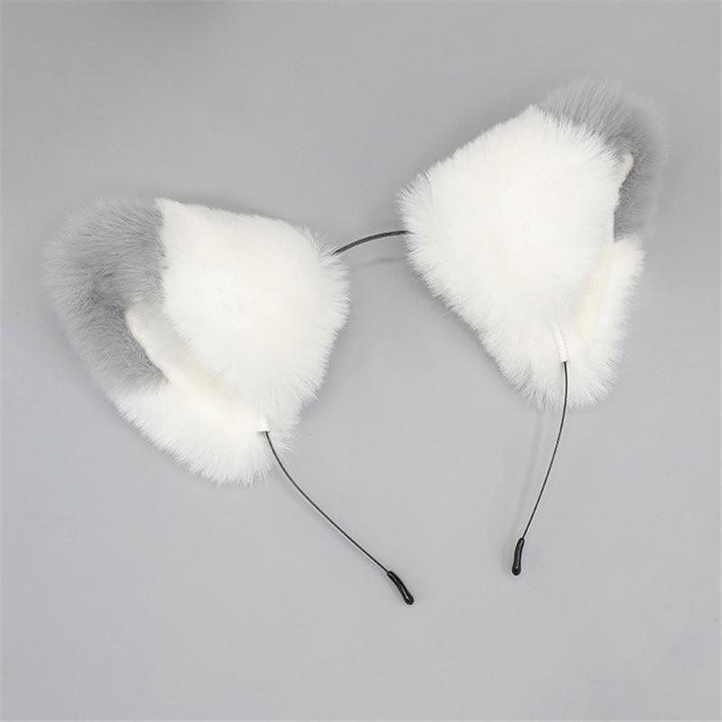 Diadema Lolita con Orecchie di Gatto e Volpe in Peluche - Fascia Cosplay Fatta a Mano