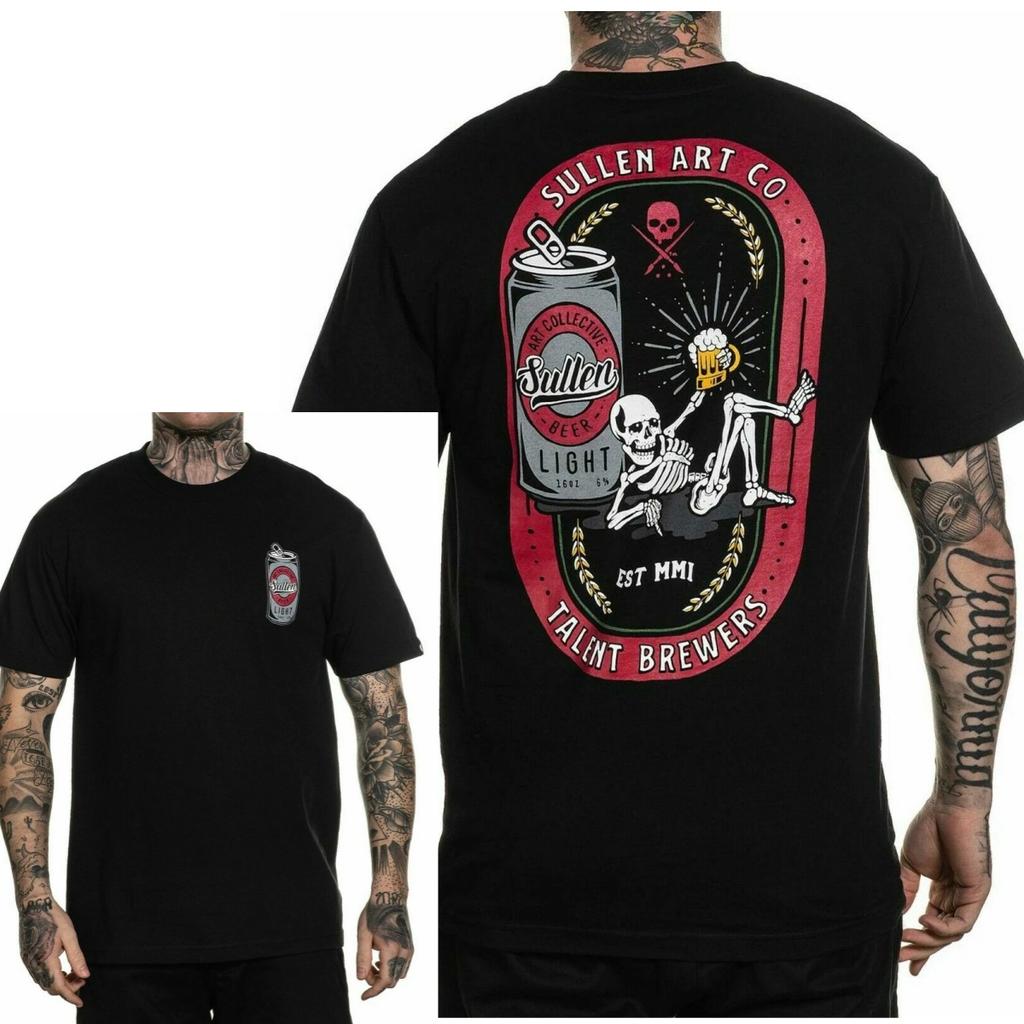 Mürrisches Unisex-T-Shirt TALENT BREWERS Tiefschwarz Totenkopf-Tattoo Premium-Qualität High-End-Luxus Unisex-Stil Sowohl für Unisex als auch für Unisex