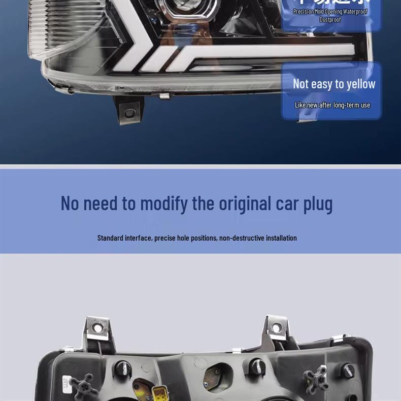 Ultra-Bright LED Headlight Assembly with Dual-Lens Flowing Turn Signal for Jiefang Tian V Han V Tu V