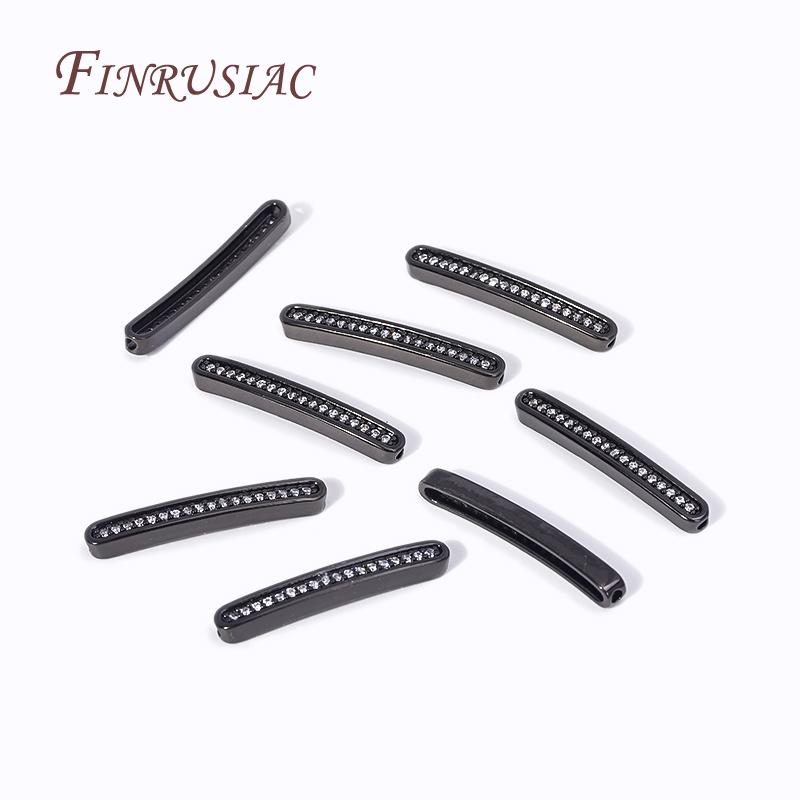3 Colors 18K Gold Plated Bracelet Accessories,Brass With Zircon Long Strip Spacer Separator Bead For DIY Jewelry making Supplies