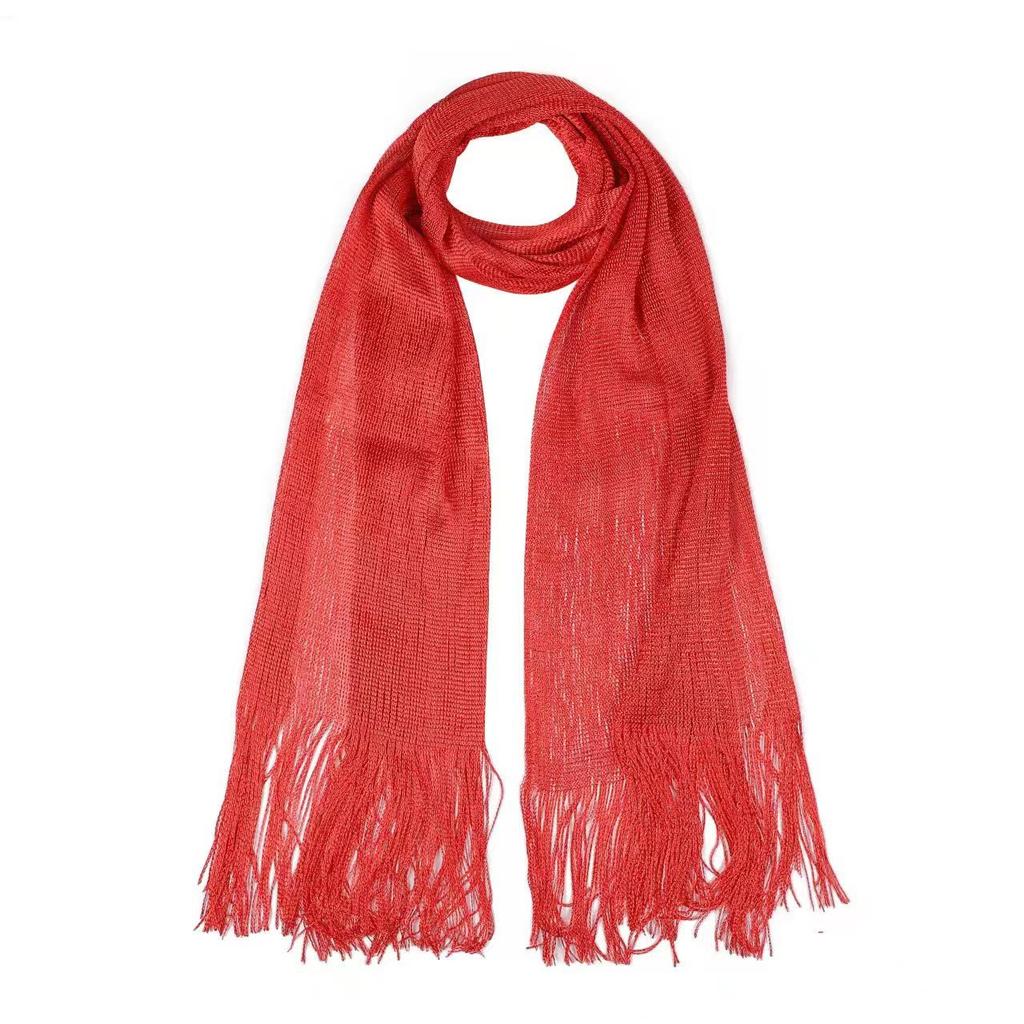 Women'S Artificial Silk Scarf Gold And Silver Silk Flat Scarf Thin Scarf Polyester And Nylon Scarf European And American Hollow Scarf