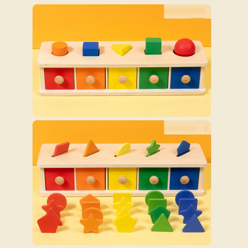 Montessori  Wooden Color Shape Sorting Box Game Geometric Matching Blocks Early Learning Educational Toy Gift for 3 4 5