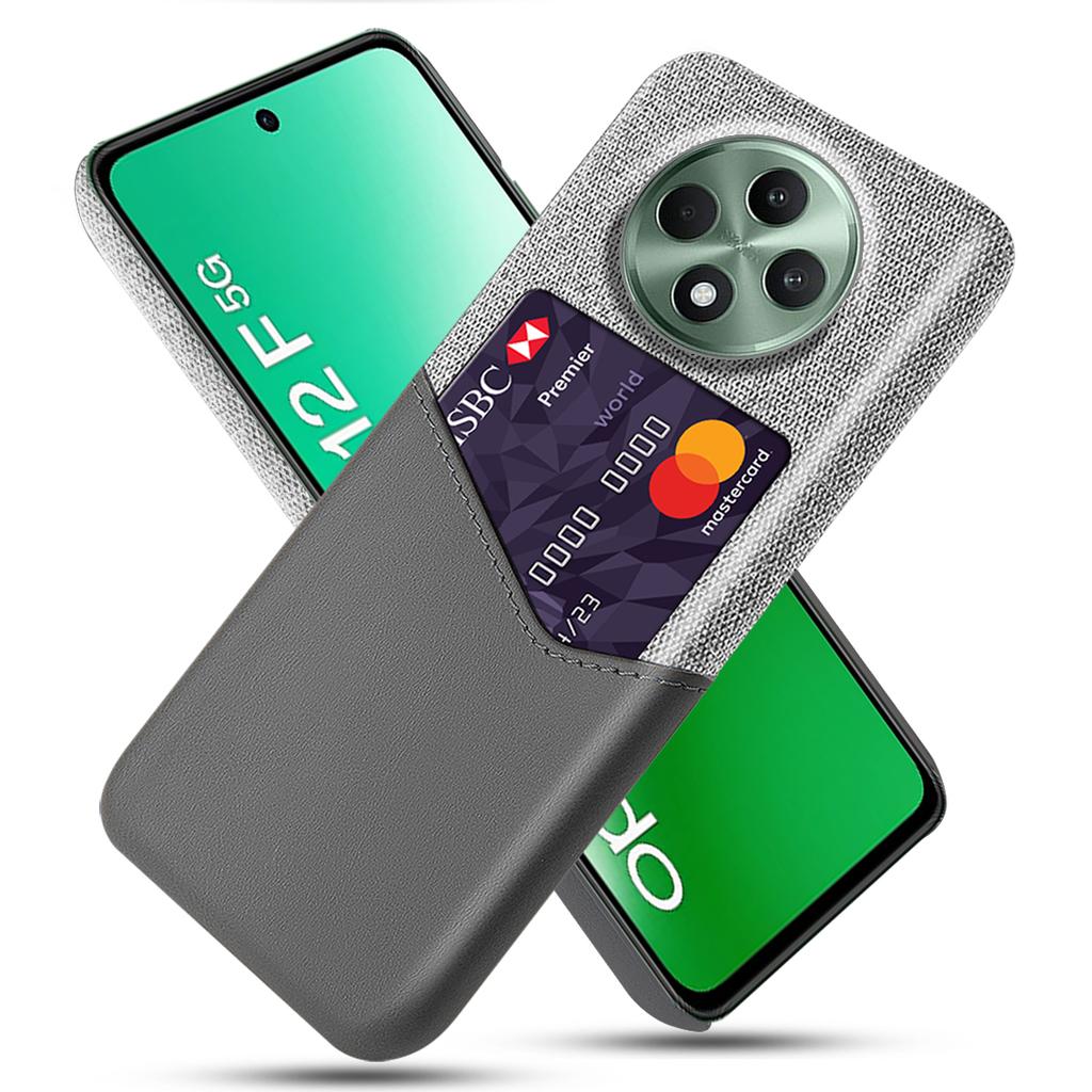 Für Oppo Reno12 F 5G Hülle Stofftextur PU-Leder Hartes PC Kartenfach Handyhülle