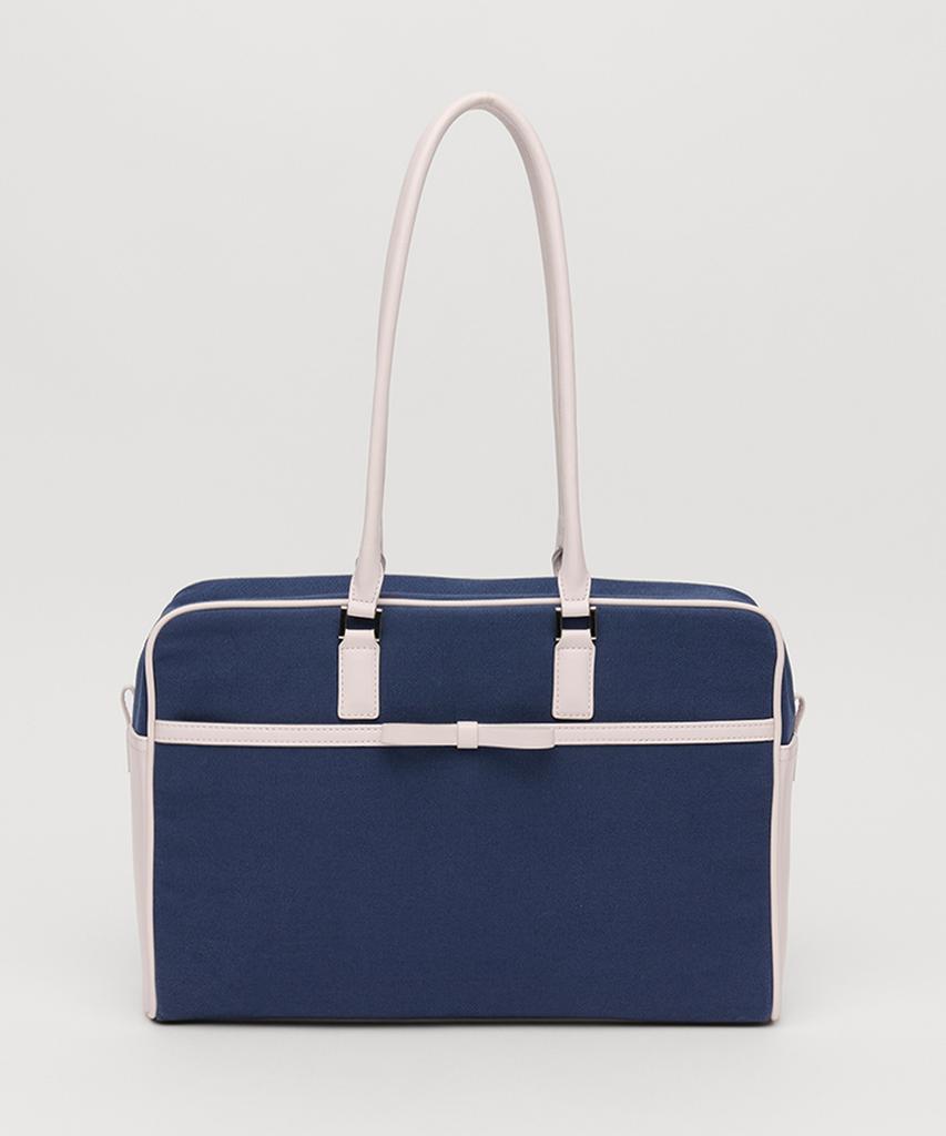 Celitails Ribbon Canvas Boston Bag_Navy