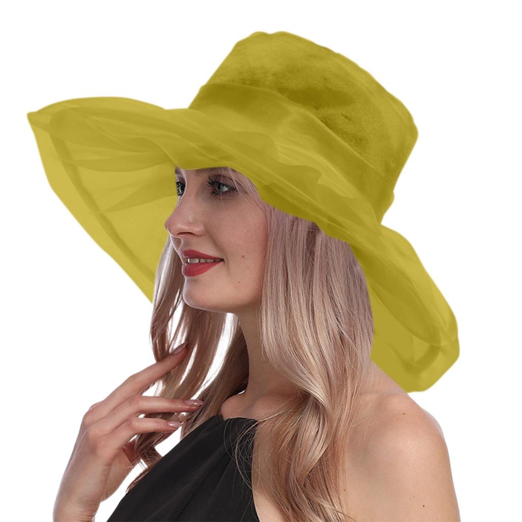 Women's Organza Wide Sun Hat Foldable UV Beach Hat