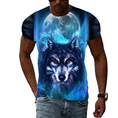 Summer 3D Animal Wolf Men T-shirt Fashion Casual Trend Personality Print Short Sleeve T-shirts Hip Hop Shirt