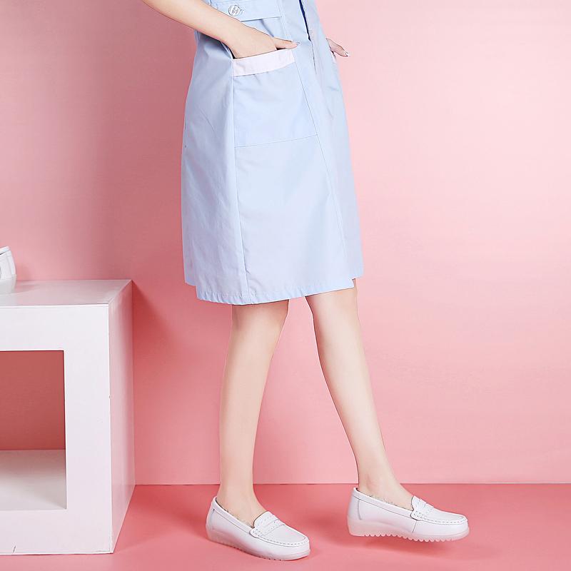 Fashion Leather Air Cushion Nurse Shoes for Women Spring and Summer New Soft Soled Breathable Flat Soled White  Shoes