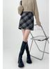 Plus Size Woolen Plaid High Waist A-Line Midi Skirt for Fall/Spring