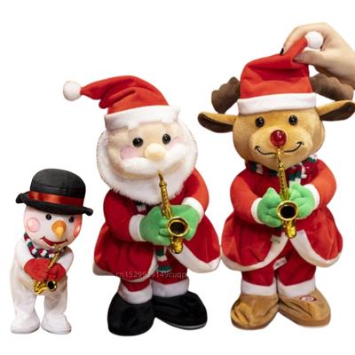 Kreativní elektrická vánoční série plyšových hraček tančí, hraje hudbu, napodobuje mluvu losa, Santa Clause, sněhuláka, hračky, dárky pro chlapce a dívky