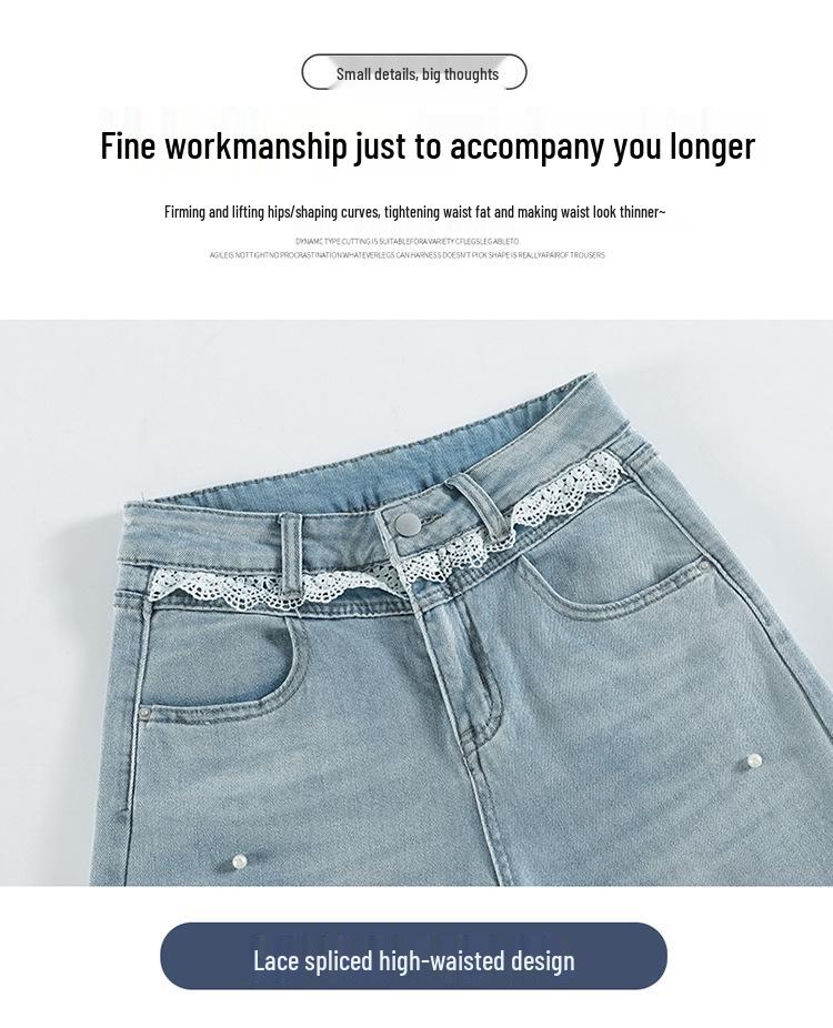 2025 Embroidered Bowknot Wide-Leg Denim Pants for Early Spring