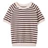 IHUASU Striped Cotton T-shirt Women's Summer Pullover Loose Versatile Half-sleeved Knitted Bottoming Shirt Short-sleeved