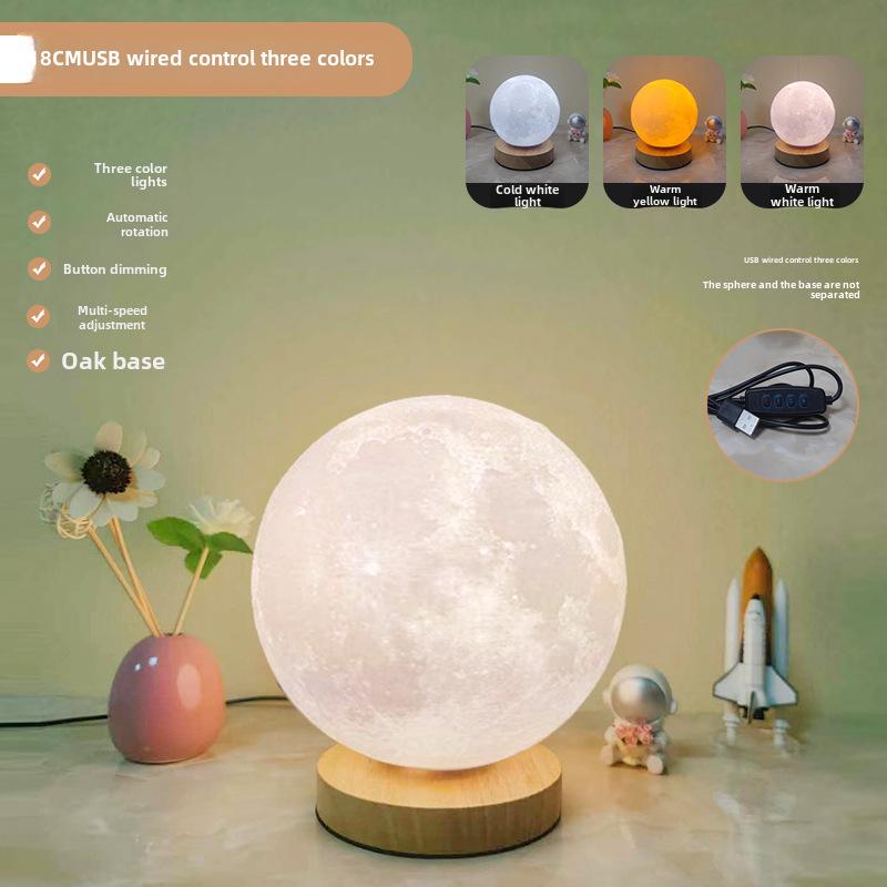Rotating Moon Lamp Night Light—Creative Bedside Atmosphere Lamp for Bedroom or Desk