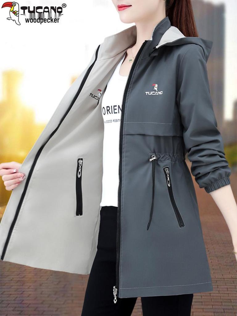 Women's Double-Sided Trench Coat - Spring/Autumn 2025 Fashion, Mid-Length for Middle-Aged Moms