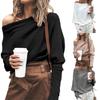 Women Sweater Off Shoulder Raglan Sleeve Pullover Knitted All Match One Shoulder Top for Daily Wear