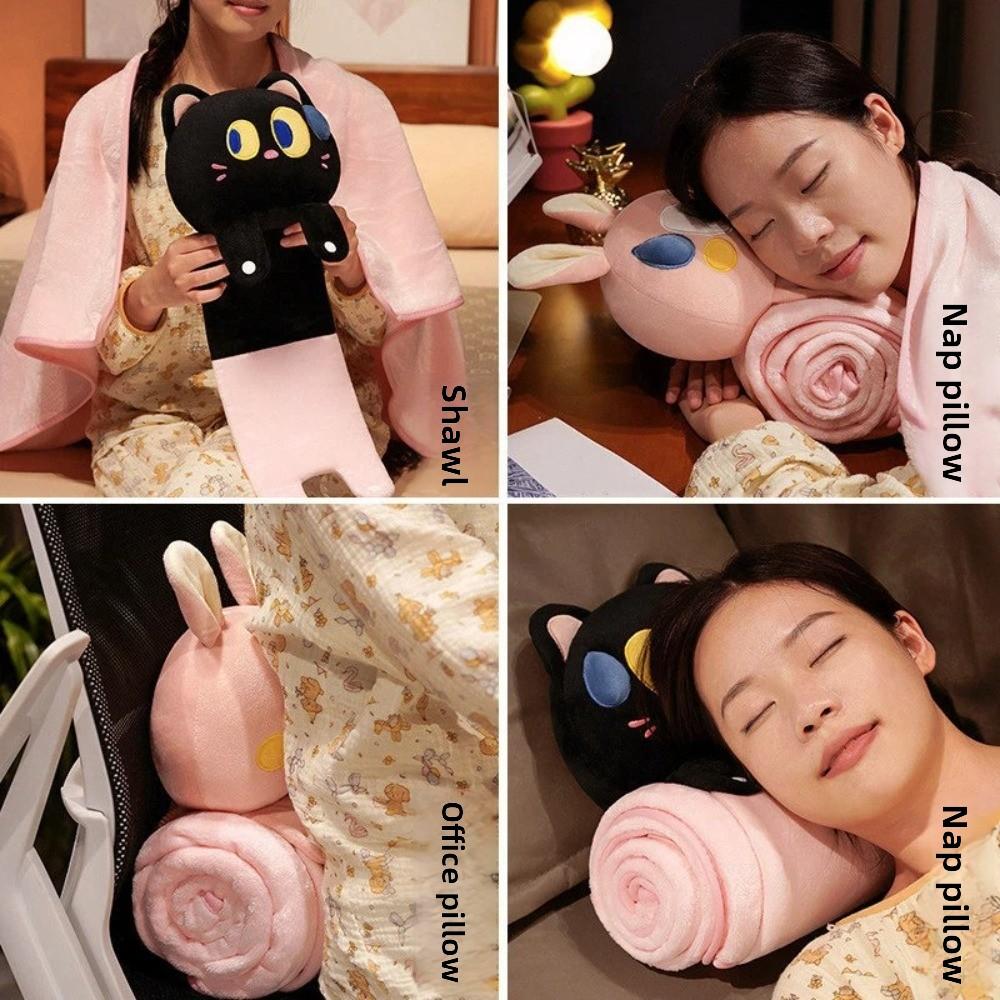 Sleep Cloak Cartoon Doll Nap Blanket Animal Doll Pillow PP Cotton Air Conditioning Blanket Puppy Cat Rabbit Cozy Swaddlings