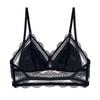 French Women's Sexy Rimless Triangle Cup Big Halter Hollowed Lace Underwear Girl Strap Back Bra