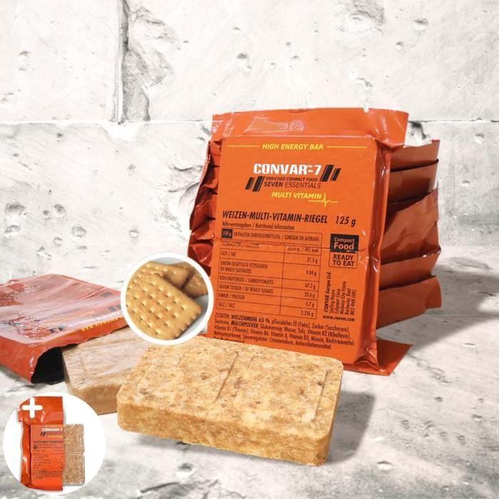 convar-7 energy bar multi-vitamin pack for sports and outdoor activities, survival ration - biscuit flavor