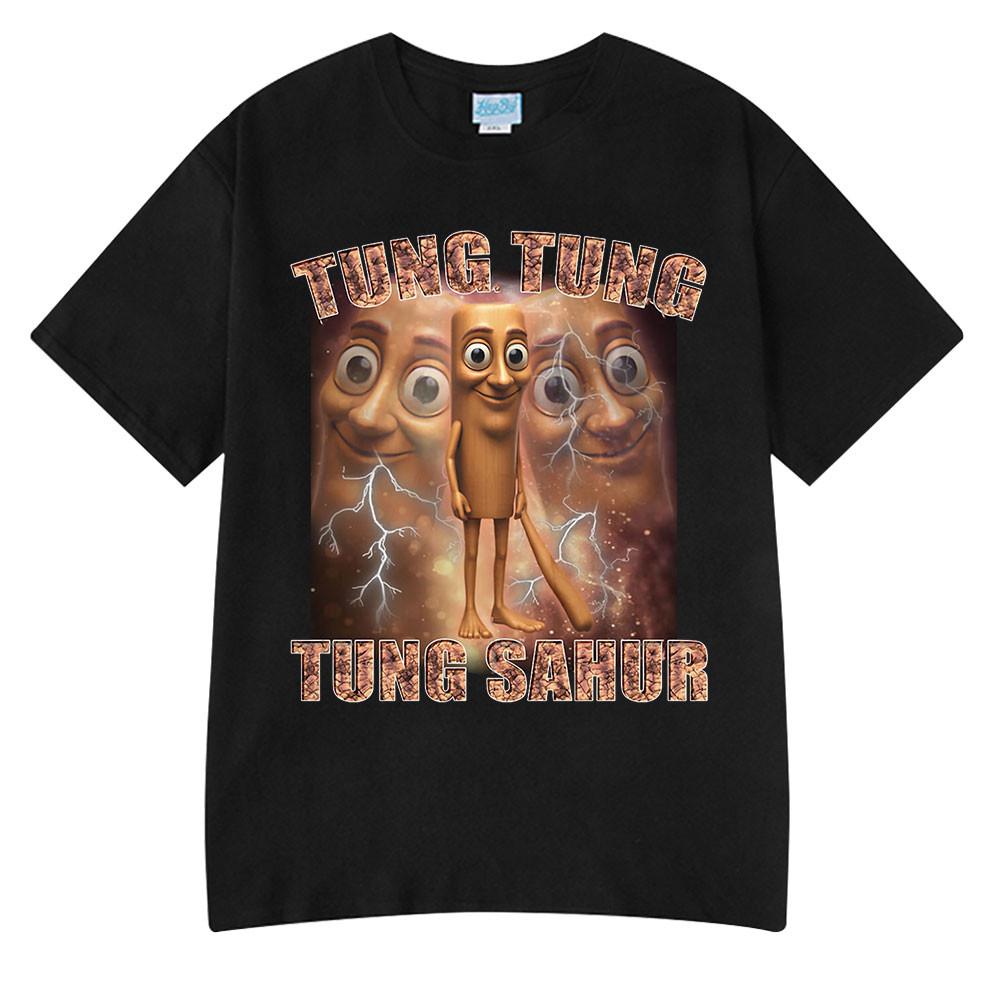 Tung Tung Tung Sahur Lustiges Baseballschläger Meme T-Shirt Herren Kleidung Mode Humor Stil T-Shirts Unisex Sommer O-Ausschnitt Oberteile T-Shirt
