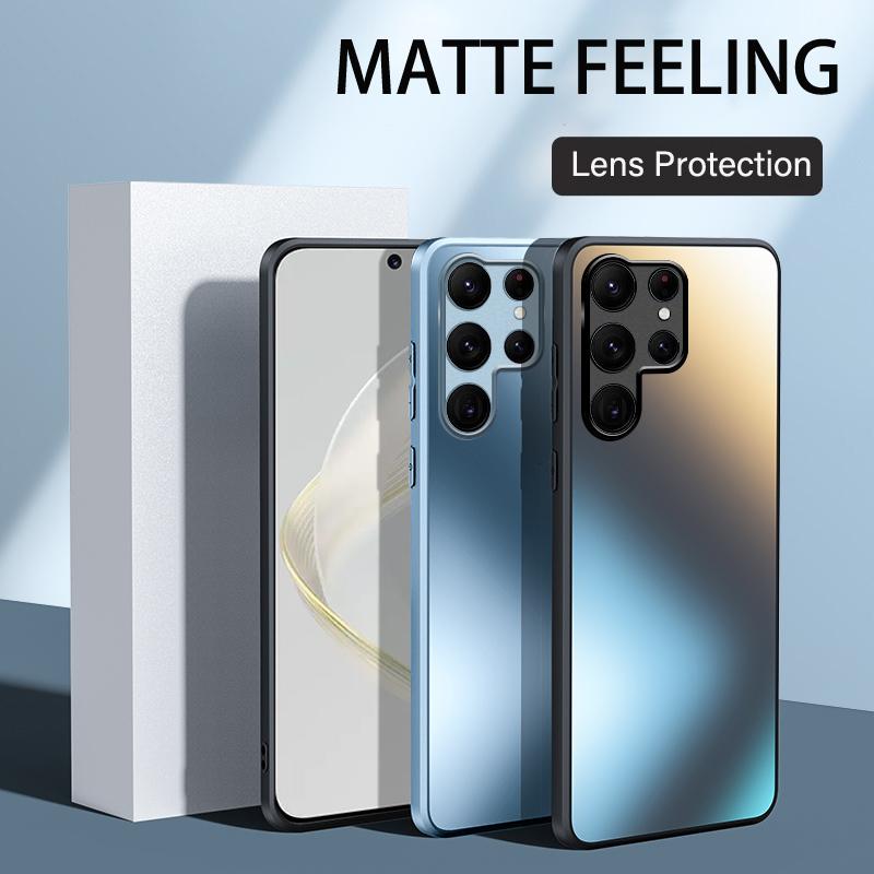 Funda de cristal mate de silicona AG de lujo para Samsung Galaxy S24 S23 S22 Ultra S24 Plus, funda protectora para lente de cámara esmerilada