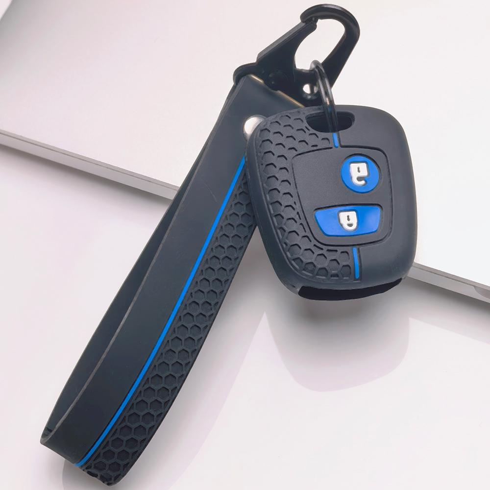 Anti Lost Silicone Keychain Lanyard for Peugeot 107 108 206 207 307 308 Citroen C1 with Keychain Honeycomb Texture Non Slip Grip Car Remote Key Sleeve