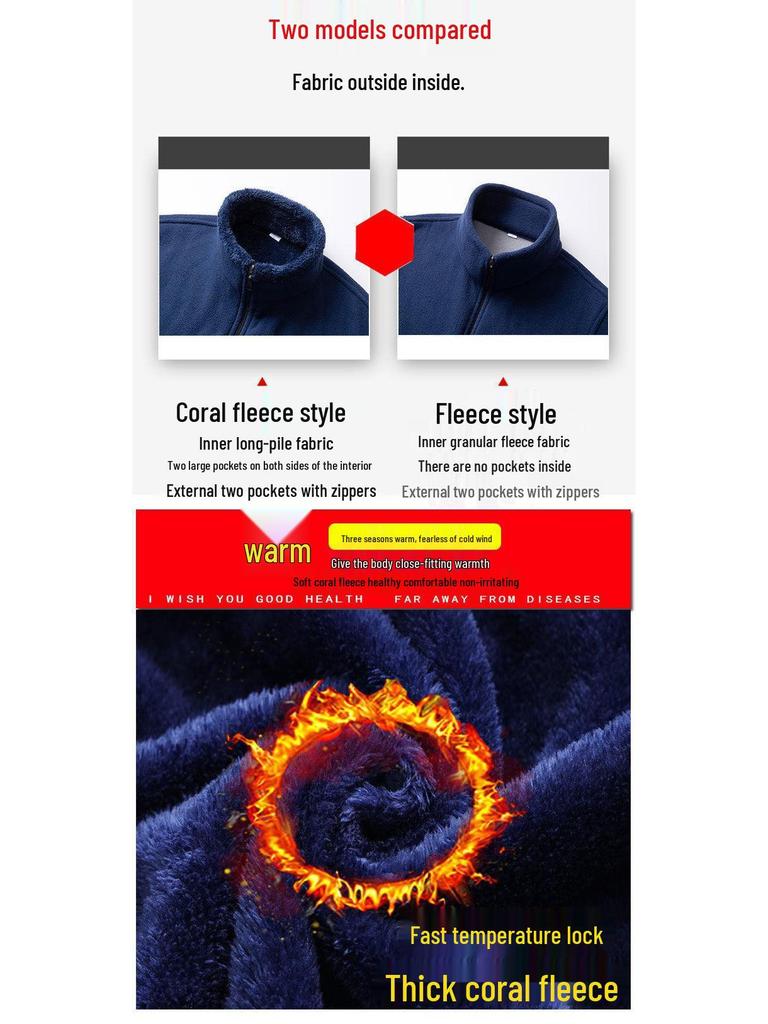 Men's Plus Size Fleece Jacket: Loose Fit for Middle-aged and Elderly, Perfect for Autumn and Winter