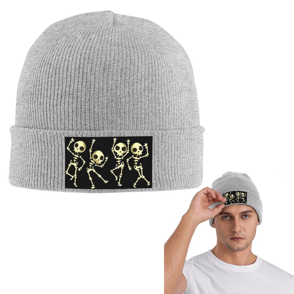 Dancing Skeleton Funny Warm Knitted Cap Fashion Bonnet Hat Autumn Winter Outdoor Beanies Hats for Men Women Adult