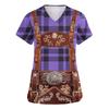 Women's V Neck Short Sleeve Work Shirt with Pockets Oktoberfest Print Top Nursing Uniform Comfortable Fit Durable Material