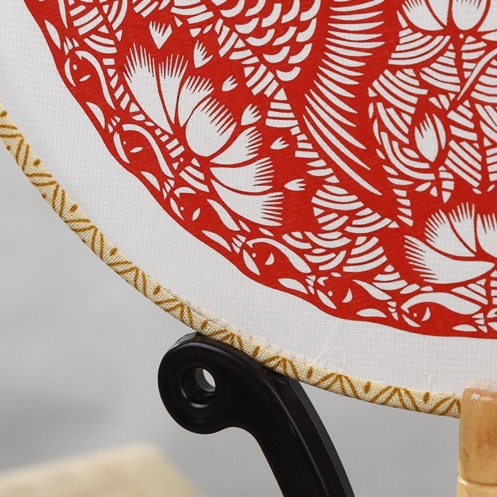 Vintage Chinese Paper-cut Fan Long Handled Group Fan Decorative Fan Round Hand Fan  Dance Props