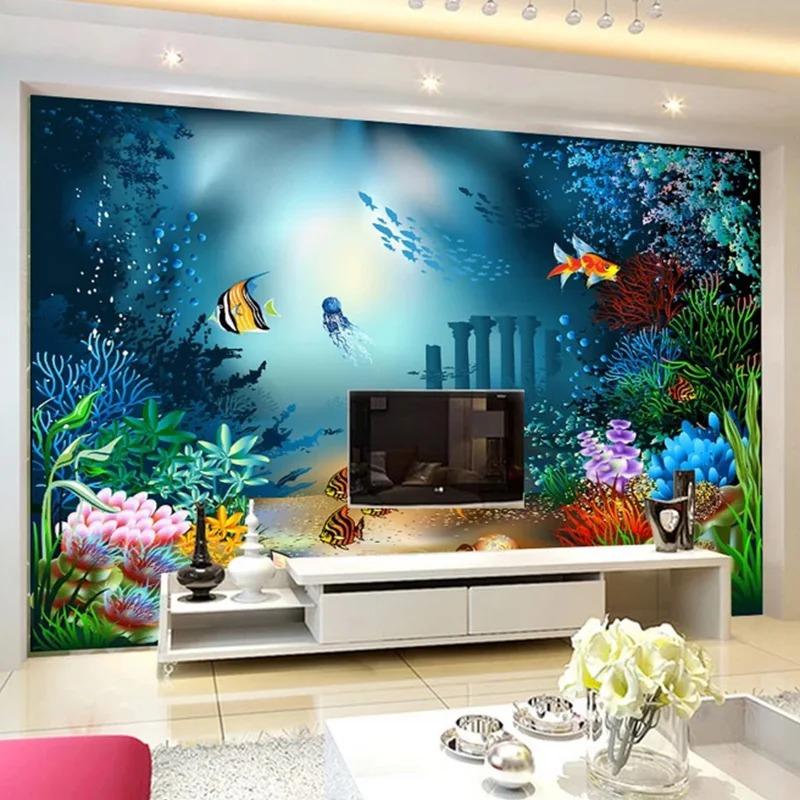 3d Cartoon Wallpaper Underwater World Photo Wall Painting Children's Bedroom Cartoon Mural Decor Wall Paper For Walls 3d