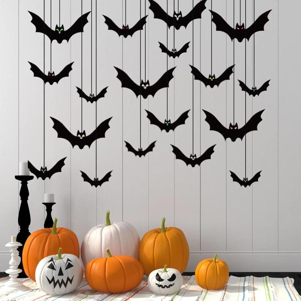 Spooky Bats Wall Decor with Eyes Simulation Bat Pendant Hanging Spooky Bats  Haunted House