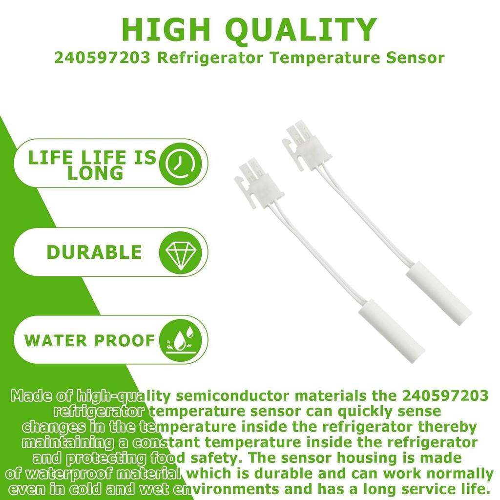 240597203 Refrigerator Temperature Sensor Fits for Frigidaire, Kenmore, Electrolux and Crosley, Replaces Part Number AP4032998 240597202 7240597203