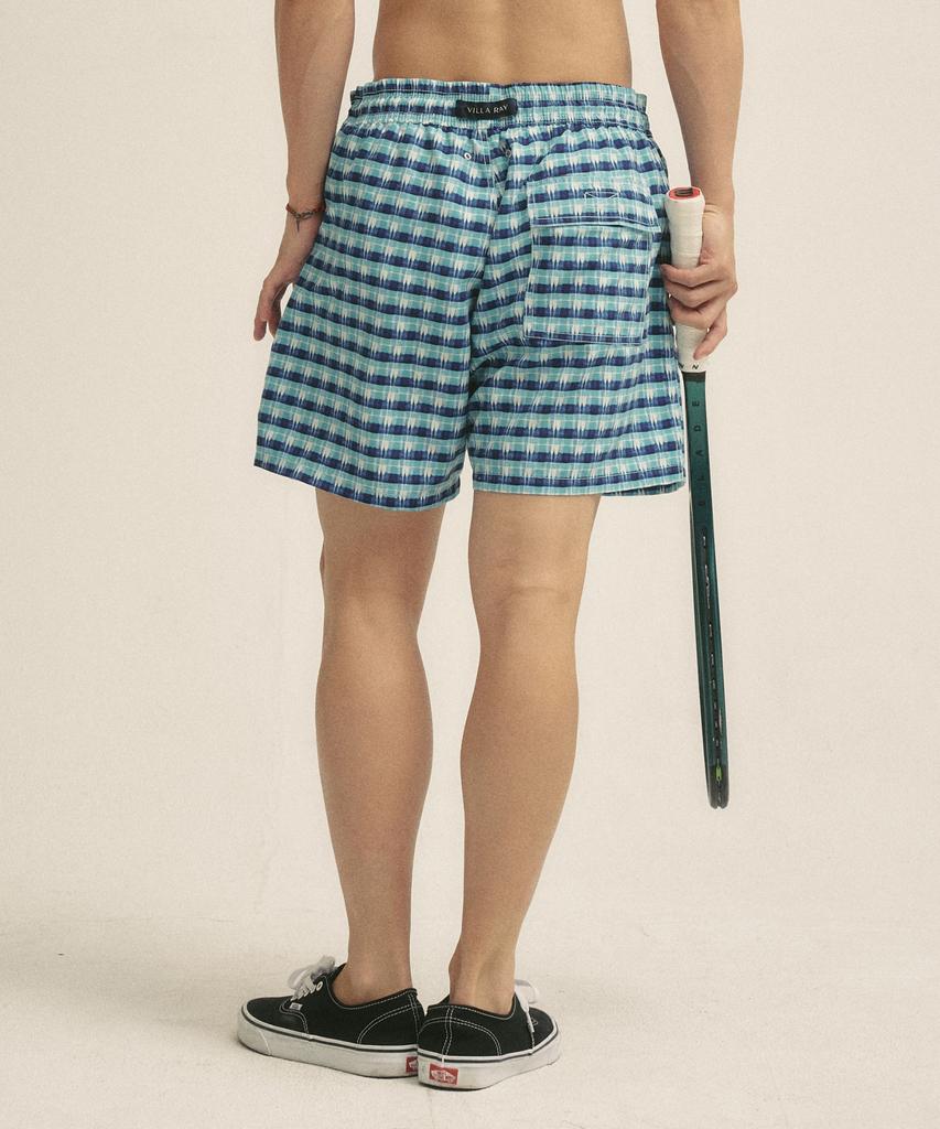 Billalei Riviera Check Men'S Swim Shorts - Aqua Blue
